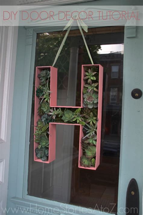 Beautiful flower bouquets in modern interior. Door Decor: How to Make a 3D Wood Letter Monogram "Wreath"