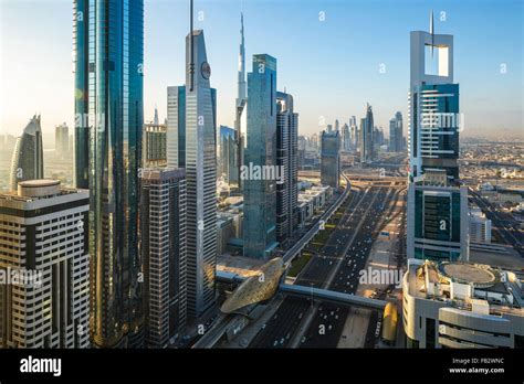 United Arab Emirates Dubai Sheikh Zayed Rd Traffic And New High Rise