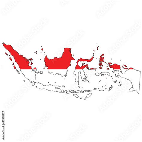 Country Outline With The Flag Of Indonesia Buy This Stock