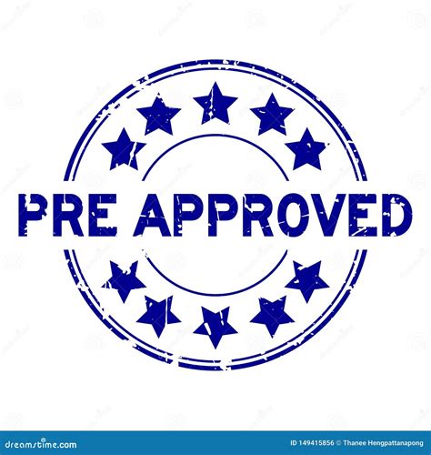 Grunge Blue Pre Approved With Star Icon Round Rubber Stamp On White