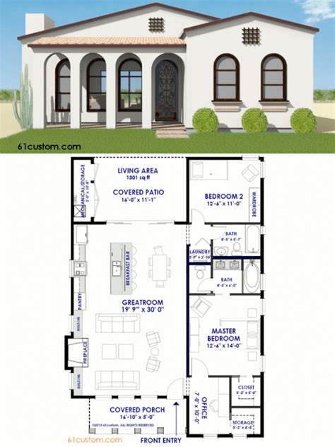 Small Spanish Contemporary House Plan 61custom Modern