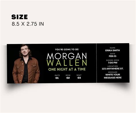 Editable Morgan Wallen Concert Ticket Template Concert Ticket Gift