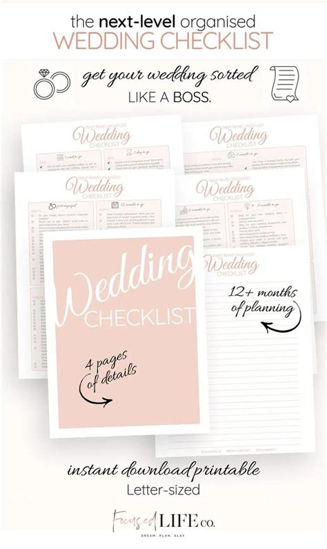 Detailed Wedding Checklist Printable Wedding To Do List Etsy