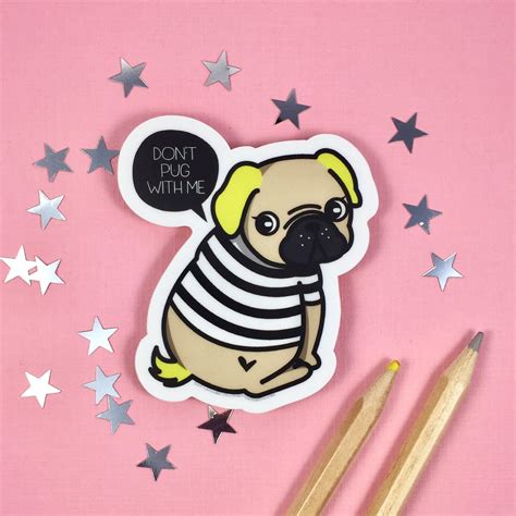Waterproof Pug Vinyl Stickers Cute Pug T Laptop Etsy
