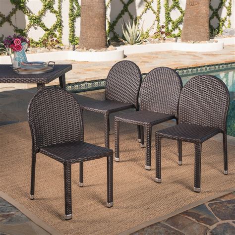 Christopher Knight Home Aurora Outdoor Wicker Stacking Chairs with ...