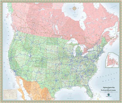 Usa Highway Map Laminated Table