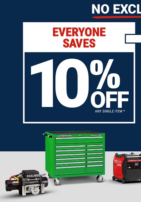 10 off single item no exclusions 3 days only harbor freight coupons