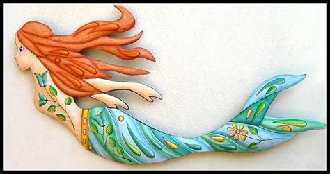 Mermaid Art Painted Metal Wall Hanging Mermaid Decor Metal