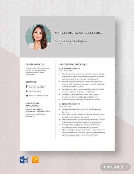 Browse resume examples for software engineering jobs. Software Engineer Resume Template - 6+ Free Word, PDF Documents Download | Free & Premium Templates