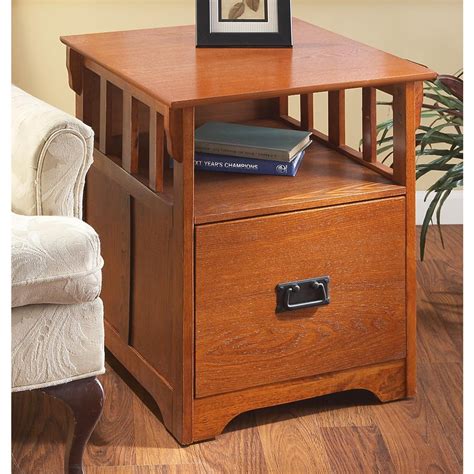 Crafted from manufactured wood, a table is a great option for a variety of styles. Mission - style End Table / File Cabinet - 144522, Office ...