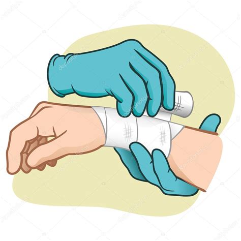 Illustration First Aid Hands Doing Dressing Bandage Ideal For Medical