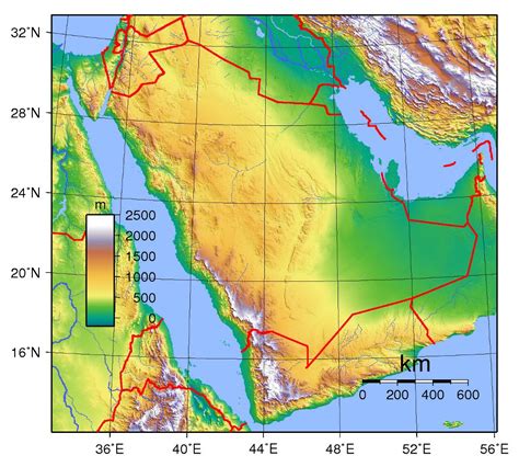 Large Topographical Map Of Saudi Arabia Saudi Arabia Asia