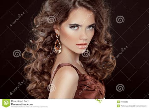 Wavy Hair Beautiful Sexy Brunette Woman Healthy Long