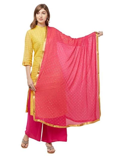 dupatta bazaar woman s embellished pink chiffon dupatta in 2020 women chiffon embellished