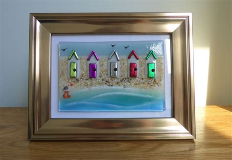 Fused Glass Beach Huts Beach Scene British Seaside Seaside Etsy Uk