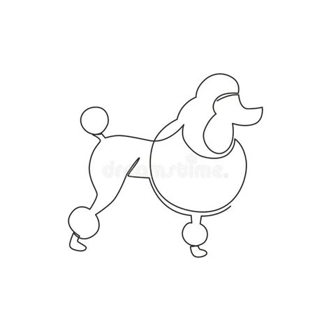 Single Continuous Line Drawing Of Simple Cute Poodle Puppy Dog Icon