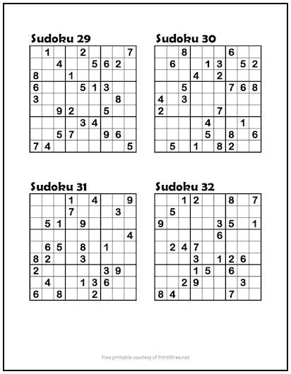 Sudoku Puzzles 29 32 Medium Print It Free