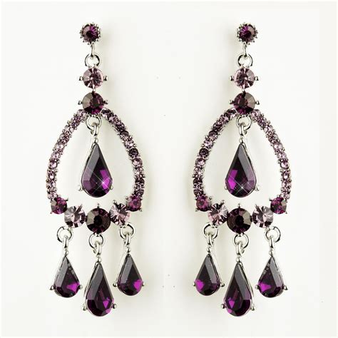 Amethyst Crystal Chandelier Wedding And Prom Earrings With Images