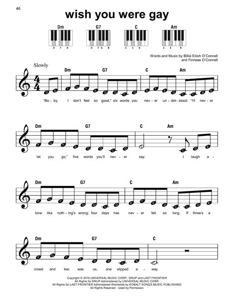 wish you were gay sheet music billie eilish super easy piano