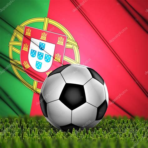 @oranje heb jij een leuke video? voetbal met portugal vlag op achtergrond — Stockfoto © somchaij #31431963