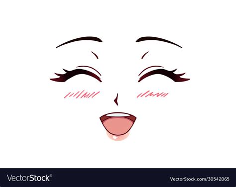 Happy Anime Face Manga Style Closed Eyes Vector Image