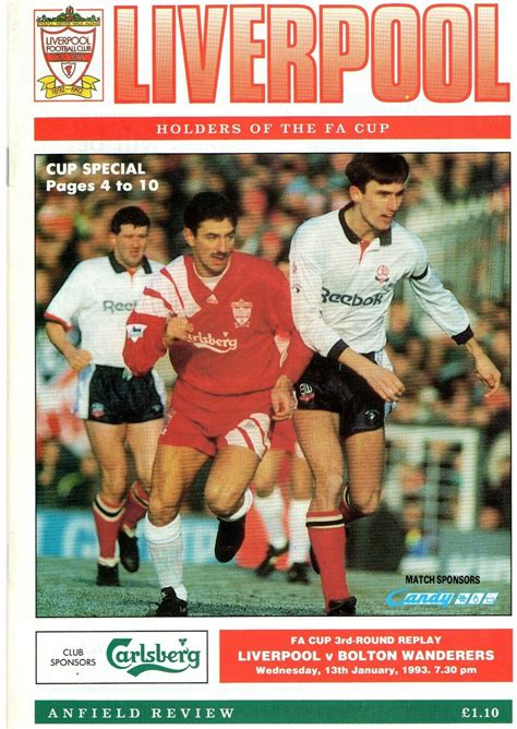 Liverpool 0 Bolton 2 In Jan 1993 At Anfield The Programme Cover For