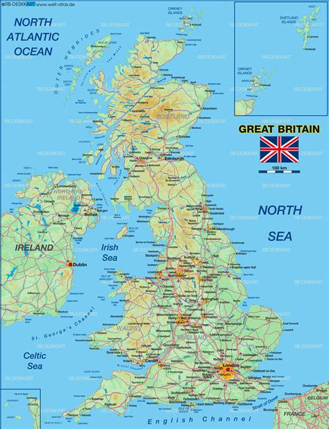 Karte Von Großbritannien Land Staat Welt Atlasde