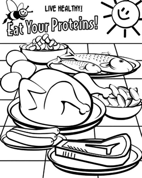 Live Healthy Eating Your Proteins Coloring Pages : Coloring Sun in 2020 | Healthy eating