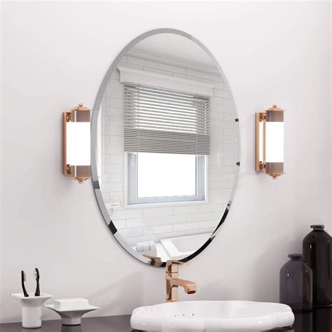 Kohros Frameless Round Wall Mirror Bevelled Edge Silver Glass Vanity Bathroom Wall Mirror