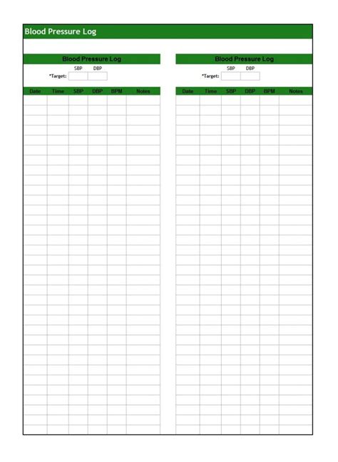 30 Printable Blood Pressure Log Templates Template Lab Free