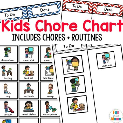 Free Editable Printable Chore Charts With Pictures Printable