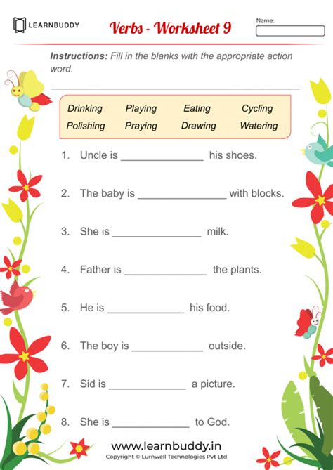 English Worksheets For Class 1 Nouns Verbs Pronouns
