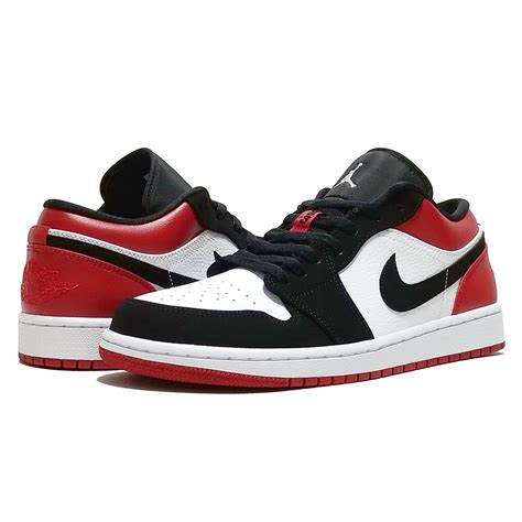 Nike Air Jordan Retro I 1 Low Aj1 Black Toe Bred Black Gym Red 553558