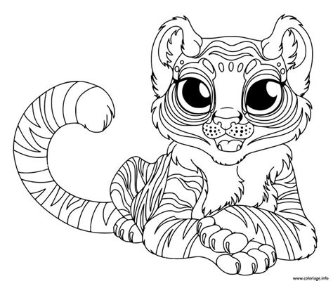 Coloriage cartoon bebe tigre grand yeux à imprimer Coloriage Dessin