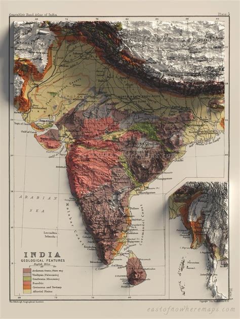 1893 Geologic Map Of India India Map Map Map Print