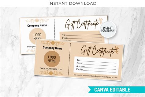 Editable Printable Gift Certificate Graphic By Snapybiz Creative Fabrica