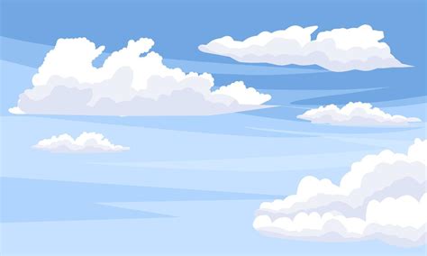 Vector Illustration Blue Sky With White Clouds As Background Or