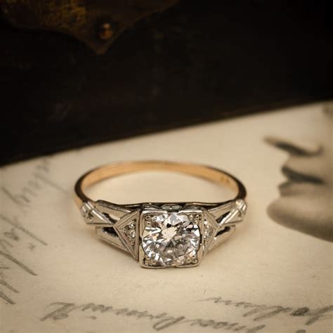 Stunning Vintage Geometric Art Deco Diamond Engagement Ring Fetheray