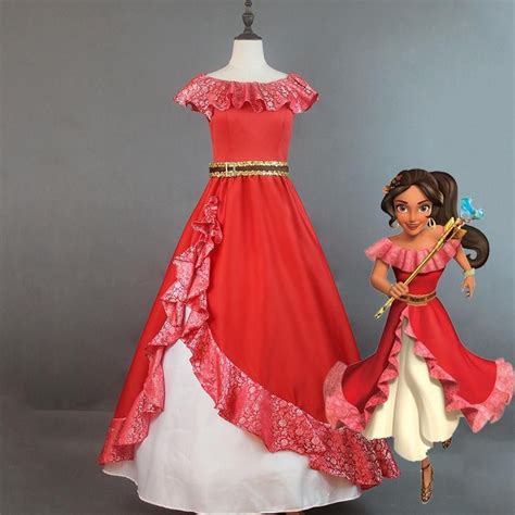 Selling Elena Of Avalor Princess Elena Cosplay Costume Red Embroidery