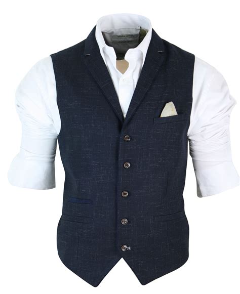 Mens Tailored Fit Retro Herringbone Tweed Waistcoat Vest Velvet