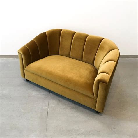 First fight in darkseid's war factory. Art Deco Style Loveseat, Golden Velvet, by Watt Studio For ...
