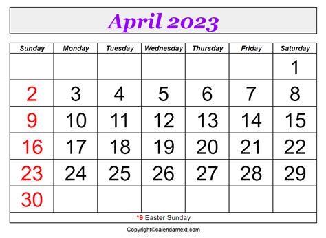 April 2023 Calendar With Holidays Calendar Next
