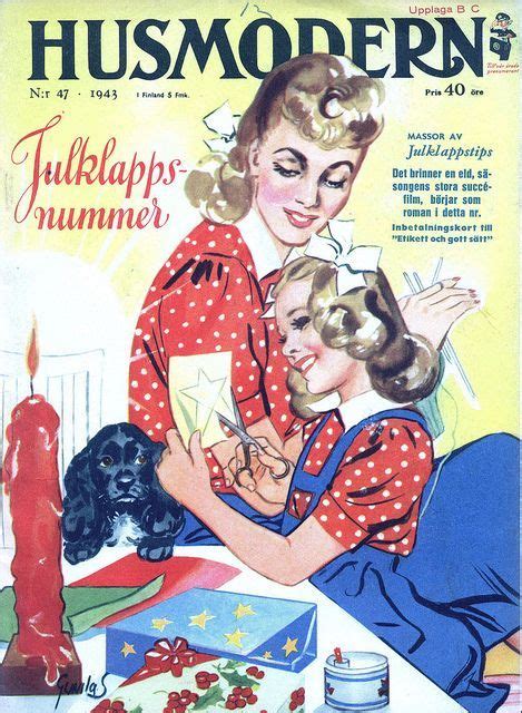husmodern swedish magazine no 47 1943 magazine cover retro illustration vintage magazine