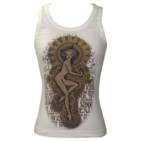 Dolce And Gabbana White Art Deco Pinup Tshirt Tank For Sale At 1stdibs
