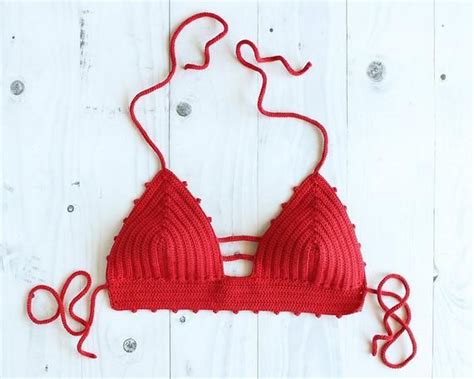 Red Crochet Bikini Top Crochet Bathing Suit Top Red Bikini Etsy