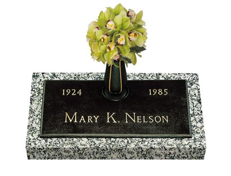 Simplicity Single Bronze Grave Marker With Vase