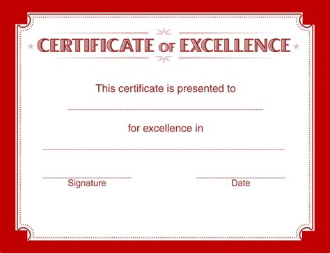 certificate  excellence wording  word templates