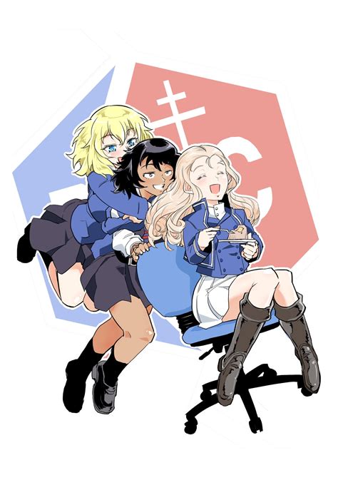 Andou Oshida And Marie Girls Und Panzer Drawn By Shinkuukan