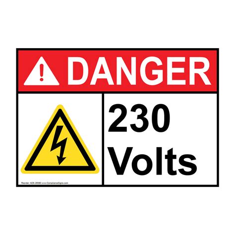 Danger Sign 230 Volts Ansi