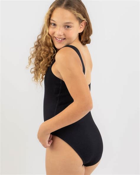 kaiami girls flynn one piece swimsuit in black fast shipping and easy returns city beach